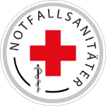 Siegel Notfallsanitäter – medizinische Ausbildung mit rotem Kreuz und Äskulapstab